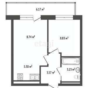 2-к квартира, вторичка, 32м2, 13/20 этаж