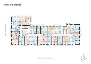 3-к квартира, строящийся дом, 72м2, 3/8 этаж