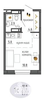Студия квартира, строящийся дом, 23м2, 18/25 этаж