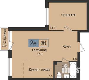 2-к квартира, вторичка, 49м2, 2/4 этаж