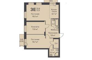 3-к квартира, вторичка, 73м2, 3/6 этаж