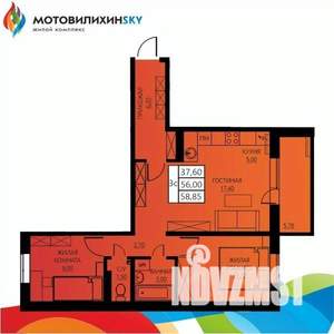 3-к квартира, вторичка, 56м2, 4/8 этаж