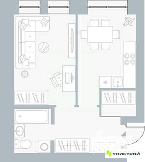 1-к квартира, вторичка, 38м2, 1/5 этаж