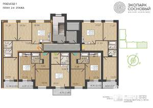3-к квартира, вторичка, 73м2, 2/4 этаж