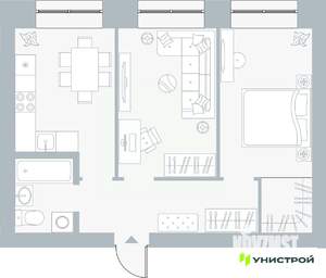 2-к квартира, вторичка, 51м2, 1/5 этаж