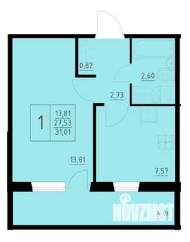 1-к квартира, строящийся дом, 31м2, 7/10 этаж