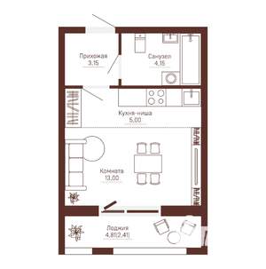 Студия квартира, вторичка, 28м2, 7/10 этаж