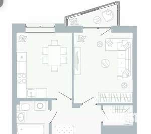 1-к квартира, вторичка, 40м2, 2/4 этаж