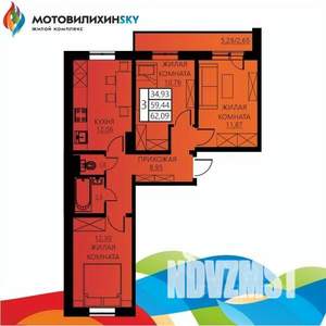 3-к квартира, вторичка, 62м2, 6/12 этаж