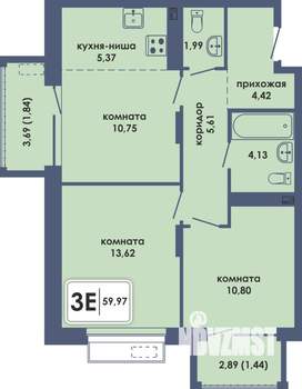 3-к квартира, вторичка, 60м2, 5/10 этаж