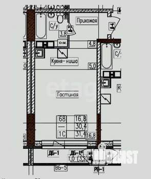 Студия квартира, вторичка, 31м2, 7/9 этаж