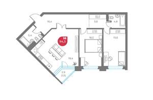 3-к квартира, вторичка, 94м2, 7/6 этаж