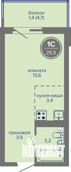Студия квартира, вторичка, 26м2, 7/26 этаж