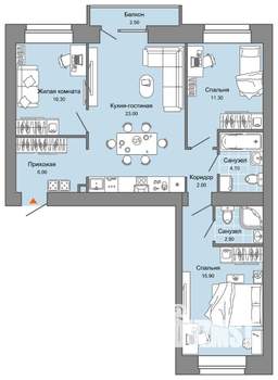 3-к квартира, вторичка, 76м2, 2/8 этаж