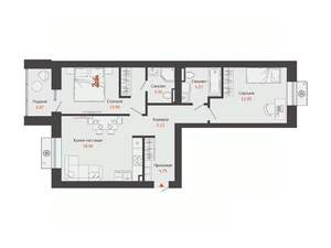 2-к квартира, вторичка, 65м2, 4/6 этаж