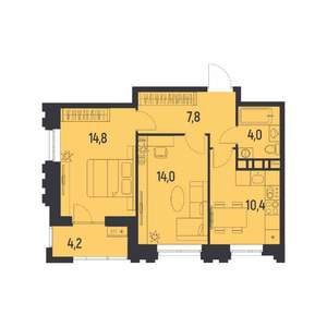 2-к квартира, вторичка, 53м2, 4/12 этаж