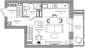 Студия квартира, вторичка, 29м2, 9/22 этаж
