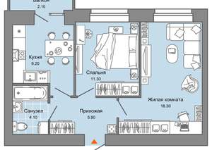 2-к квартира, вторичка, 49м2, 2/8 этаж
