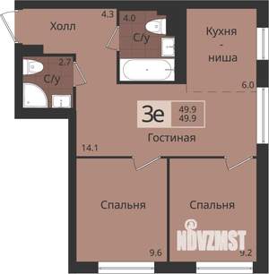 3-к квартира, вторичка, 50м2, 2/4 этаж