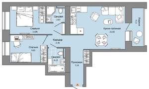 2-к квартира, вторичка, 62м2, 3/8 этаж