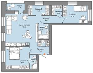 2-к квартира, вторичка, 76м2, 4/9 этаж