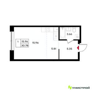 1-к квартира, вторичка, 31м2, 21/25 этаж