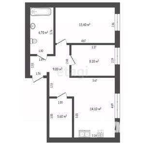 2-к квартира, вторичка, 58м2, 2/10 этаж