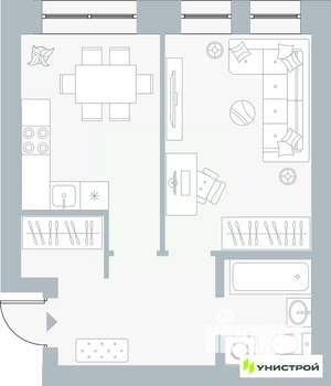 1-к квартира, вторичка, 38м2, 4/5 этаж