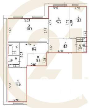 3-к квартира, вторичка, 92м2, 10/16 этаж