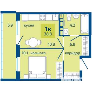 1-к квартира, вторичка, 39м2, 10/10 этаж