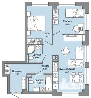 2-к квартира, вторичка, 62м2, 2/9 этаж