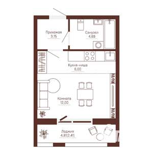 Студия квартира, вторичка, 28м2, 2/10 этаж