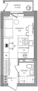 Студия квартира, вторичка, 22м2, 8/8 этаж