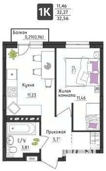 1-к квартира, вторичка, 33м2, 4/4 этаж