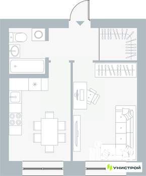 1-к квартира, вторичка, 37м2, 1/5 этаж