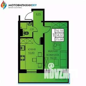 1-к квартира, вторичка, 36м2, 10/12 этаж