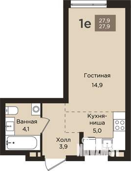 Студия квартира, вторичка, 28м2, 2/9 этаж