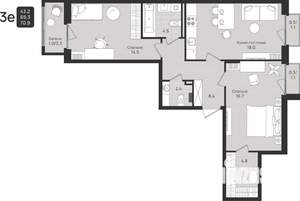 3-к квартира, вторичка, 71м2, 3/6 этаж