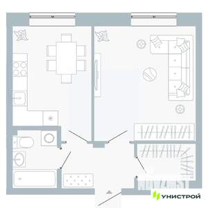 1-к квартира, вторичка, 41м2, 1/5 этаж