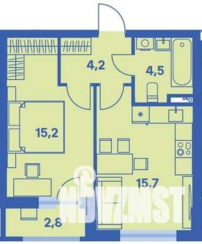 2-к квартира, вторичка, 41м2, 1/9 этаж