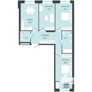 3-к квартира, вторичка, 85м2, 2/18 этаж