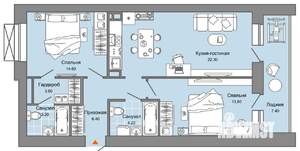 2-к квартира, вторичка, 69м2, 5/8 этаж