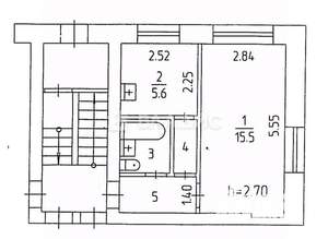 1-к квартира, вторичка, 29м2, 1/2 этаж