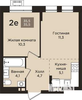 2-к квартира, вторичка, 36м2, 5/9 этаж