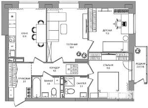 3-к квартира, вторичка, 67м2, 4/9 этаж