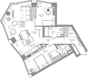 3-к квартира, строящийся дом, 88м2, 3/28 этаж
