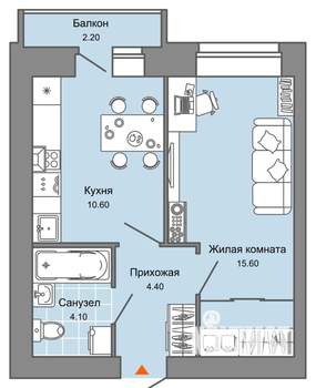 1-к квартира, вторичка, 35м2, 2/8 этаж