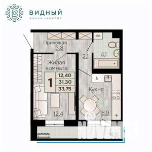 1-к квартира, вторичка, 34м2, 4/8 этаж