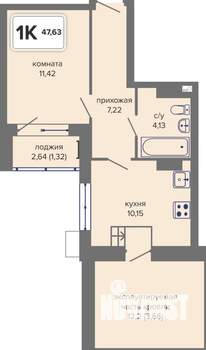 1-к квартира, вторичка, 48м2, 11/14 этаж