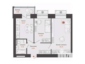 2-к квартира, вторичка, 51м2, 3/9 этаж